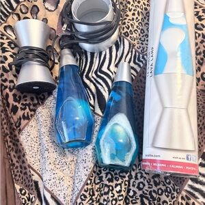 Silver and Blue Lava Lamps. Two Sets of Lava Lamps.